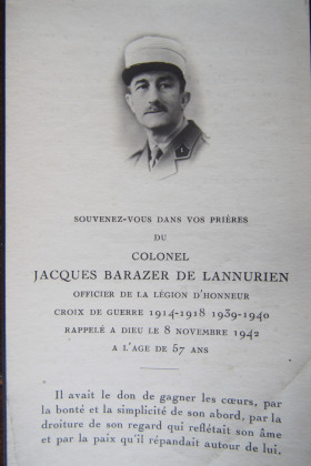 Portrait de Jacques Barazer de Lannurien (1885 - 1942)