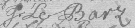 Signature of Joseph Le Bars (1673 - aft. 1722)