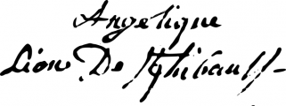 Signature de Angélique Lion de Saint-Thibault (1734 - 1802)