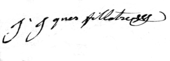 Signature of Julien Jacques Filliatre (1768 - 1803)