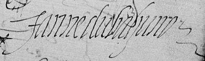 Signature de Jeanne du Bahuno ( - ap 1627)