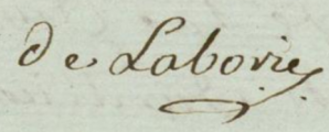 Signature de Jean André de Veron de La Borie (1733 - 1789)