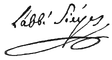 Signature de l'Abbé Sieyès (1748 - 1836)