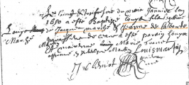 Signature de Jeanne de La Voûte ( - 1729)