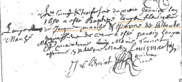 Signature of Jeanne de La Voûte ( - 1729)