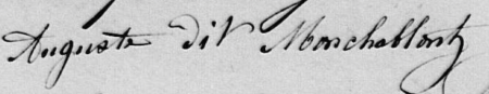 Signature of Auguste dit Monchablon (1838 - )