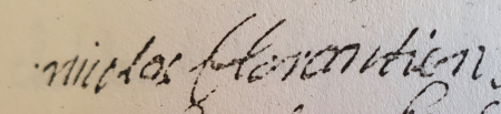 Signature of Nicolas Florentin (1700 - 1766)