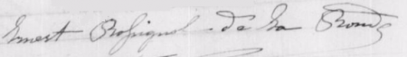 Signature de Ernest Rossignol de La Ronde (1831 - 1878)