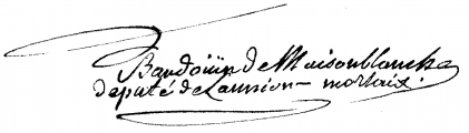 Signature de Jean Marie Baudouin de Maison-Blanche (1742 - 1812)