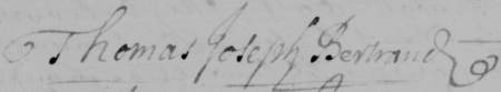 Signature of Thomas Joseph Bertrand (c. 1656 - 1700)