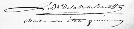 Signature de Auguste de la Motte Baraffe (1782 - 1852)