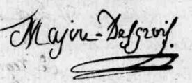 Signature de Daniel Majou des Grois (1775 - 1842)