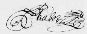 Signature de Gabriel Chabot (ca 1645 - 1690)